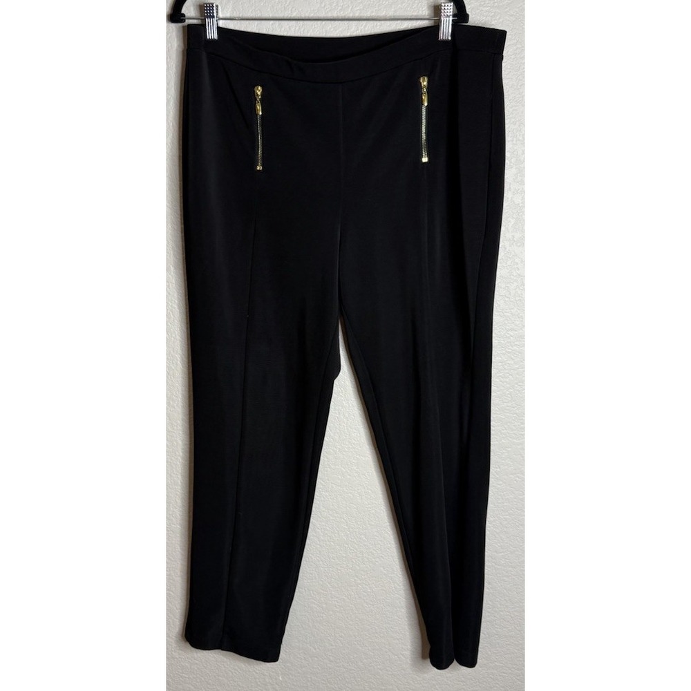 Chicos Womens 2 Regular US Large Black‎ Ankle Pants Gold Hardware Career Preppy